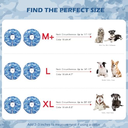 IEUUMLER Inflatable Recovery Dog Cone Collar, Neck Donut Protective ECollar, Adjustable Soft Collar for Dog and Cat After Surgery Prevent from Biting & Licking EU020 Blue Camo XL - Image 4