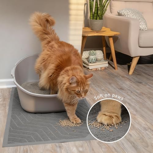 WePet Cat Litter Box Mat(No. 02-2), Kitty Premium PVC Pad, Durable Trapping Rug, Phthalate Free, Urine-Resistant, Scatter Control, XXL 47 x 36, Grey - Image 7