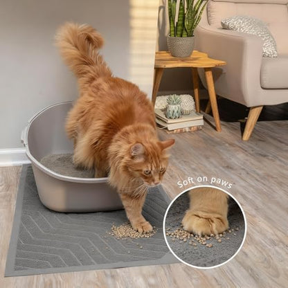 WePet Cat Litter Box Mat(No. 02-2), Kitty Premium PVC Pad, Durable Trapping Rug, Phthalate Free, Urine-Resistant, Scatter Control, XXL 47 x 36, Grey - Image 7
