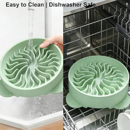 Nalchios Silicone Slow Feeder Dog Bowl, Anti-Choking Slow Eating Pet Bowl for Dogs Cats, Non-Slip, BPA-Free, Easy to Clean, Interactive Feeding for Puppies Kittens Small Medium Large Breeds (Green) - Image 4