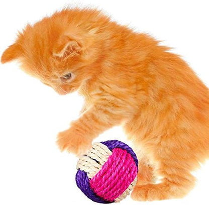 Weewooday 6 Pieces Cat Toy Ball Sisal Ball Interactive Rolling Scratch Cat Toy (Random Color) - Image 6