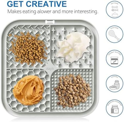 2 PCS Licking Mat for Dogs & Cats with Suction Cups, Dog Slow Feeder Lick Pat for Anxiety Relief, Dog Toys Feeding Mat for Butter Yogurt Peanut, Pets Bathing Grooming Training Mat (7.9''*7.9'') - Image 2