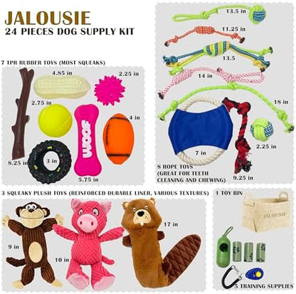 Jalousie Multipack Dog Squeaky Toys Bulk Bundle Pup Toy - Puppy Toys for Pets for Small Medium Breed (24 PCs Gift Basket) - Image 2