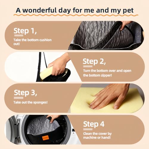 Elevated Dog Booster Car Seat for Medium/Small Dogs, up to 30 lbs, 7 in Memory Foam Cushion, with Waterproof Layer, Fully Detachable and Washable, Anti-Slip Base (Black/Grey) - Image 3