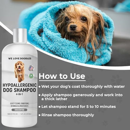 Hypoallergenic Dog Shampoo, Conditioner & Detangler, Tearless USA Made 16OZ - Image 4