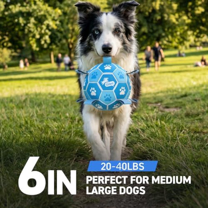 QDAN Dog Balls, 6 Inch Soccer Ball with Straps for Dogs, Outdoor Dog Toys - Image 3