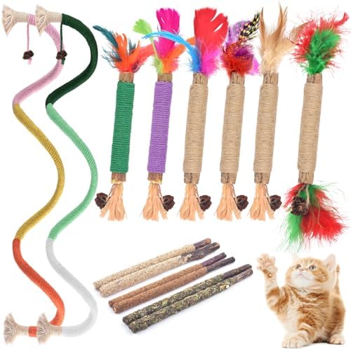 TINDTOP Cat Chew Toys, Silvervine Chew Sticks with 2 Pack Chew Ropes by TINDTOP