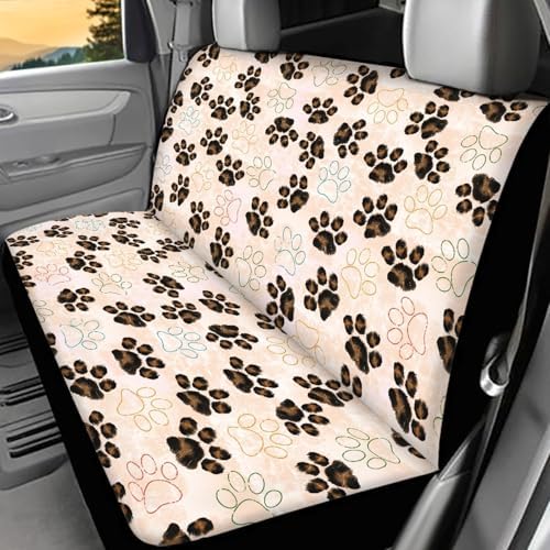AFPANQZ Dog Paw with Bone Print Car Backseat Covers Dog Seat Cushion for Rear Seat Non-Slip Soft Car Seat Covers for Dogs, Pet, Car Bench Protective Covers Brown - Image 2
