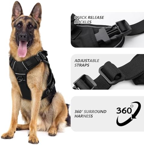 WINGOIN Black Tactical Dog Harness for Medium Size Dogs,No Pull Dog Harness - Image 2