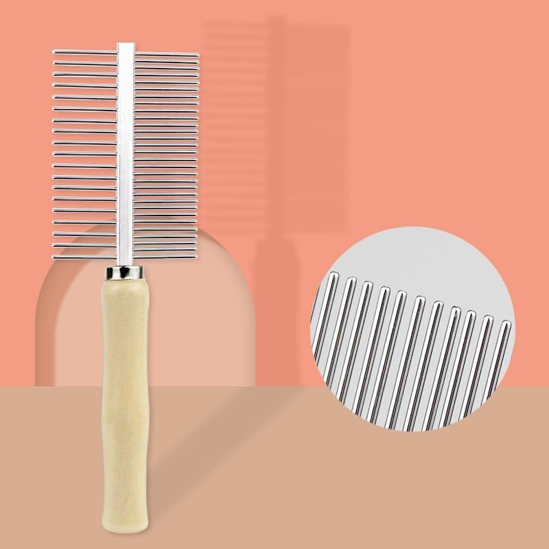 Professional Metal Dog Grooming Comb | 3 PCS Wooden Handled Pet Comb for Dogs and Cats | Removes Tangles, Dematting, Detangling | Great for Matted Hair - Image 6