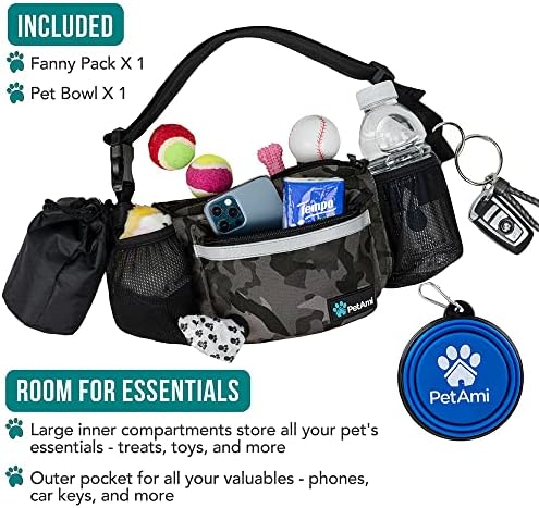 PetAmi Dog Fanny Pack, Treat Pouch for Dog Walking Training, Camo Black - Image 2