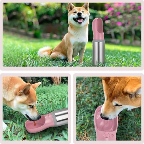 Portable Dog Water Bottle, 14 OZ Stainless Steel Pet Water Dispenser - Image 7