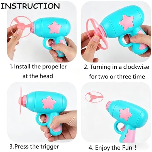 17 Pcs Cat Fetch Toy with Colorful Flying Propellers Set, Additional Flying Discs for Outdoor & Indoor Pet Chasing Training Hunting, Interactive Cat Propeller Toy (Star Pink + Blue) - Image 3