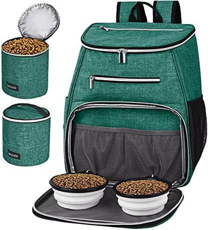 BAGLHER丨Dog Travel Bag Backpack, Airline Approved Pet Supplies Backpack, Dog Travel Bag with 2 Silicone Collapsible Bowls and 2 Food Baskets Green by BAGLHER