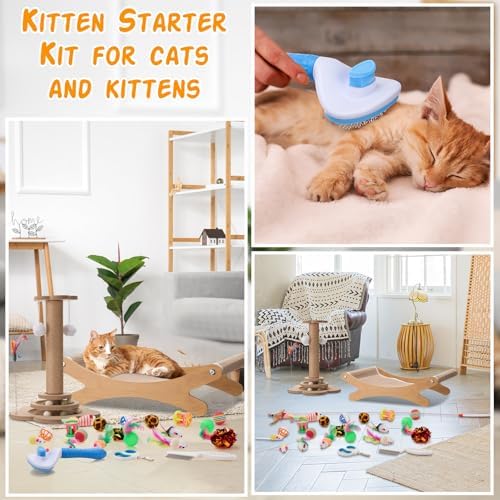 Seenelling 25 Pcs Kitten Starter Kit for Indoor Cats Include Cat Scratching Post, Sisal Scratcher Bed, Brushes, Nail Clipper, Balls for Indoor Kittens Supplies Accessories Welcome Gift - Image 5