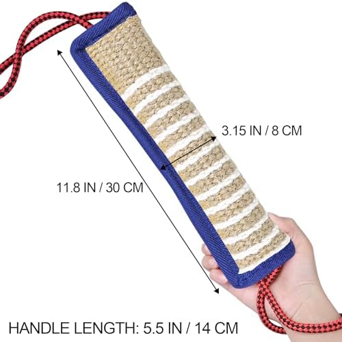 ToLanbbt Dog Tug Toy Bite Jute Pillow Pull Toy with 2 Strong Handles Perfect for Tug of War, Puppy Interactive Play, Tear Resistant Bite Training for Small Medium Large Dogs (Blue-Rhombic) - Image 2