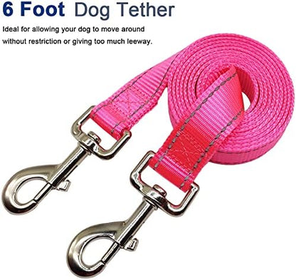 6FT Tie Out Dog Leash Dog Tie down 1"Wide Reflective Nylon Tether - Image 6