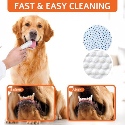 Dog Dental Wipes and Dog Teeth Cleaning Wipes, Puppy Tooth Brushing Kit Alternative for Dental Wipes for Dogs Teeth and Cat Tooth Brush Use, Non Woven Lick Safe No Rinse, 50 Count - Image 3