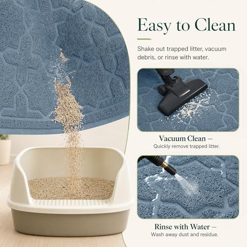 Yimobra Cat Litter Mat, Waterproof Litter Trapping Mat, 24x20, Tea Blue - Image 5