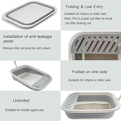 Collapsible Kitten Litter Box Low Entry Small Cat Litter Box XL - Image 4