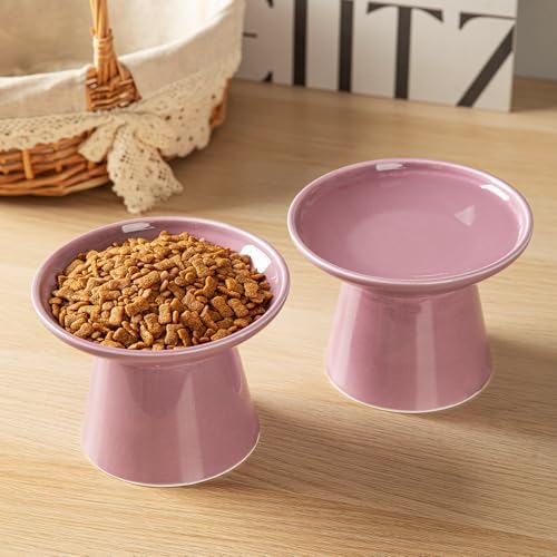 Ceramic Elevated Cat Food Bowls,6.2" Wide,1-Pack,Dark Purple - Image 6