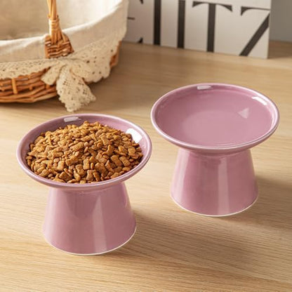 Ceramic Elevated Cat Food Bowls,6.2" Wide,1-Pack,Dark Purple - Image 6