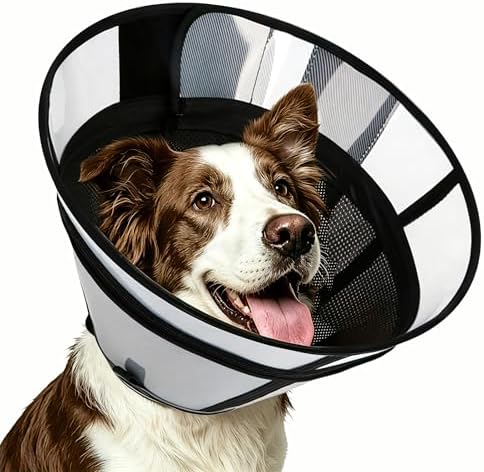 Soft Transparent Dog Cone Collar, Depth Adjustable Recovery Cone by Unknown