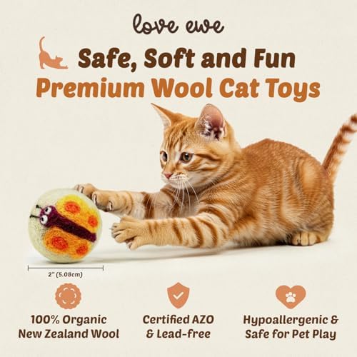 Love Ewe Wool Cat Toys 3 Pack, 2-inch Dragonfly & Butterfly - Image 2