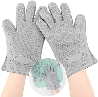 Pet Hair Remover Gloves - Sticker Gloves Clean Pet Hair on Furniture with Ease, Suitable for Soft and Irregular Surfaces. Such as Sofas, Pillows, Mattresses, Cat Trees. (Silicone, Grey(2 PCS) by Astfys