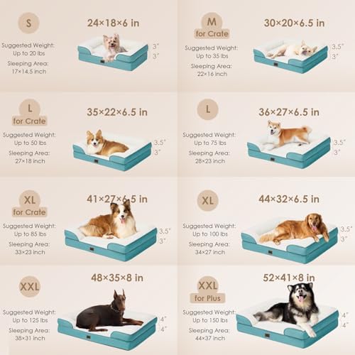 EHEYCIGA Orthopedic Dog Bed for Large Dogs, Waterproof Memory Foam, Turquoise Blue, 35"L x 22"W x 6.5"Th - Image 5