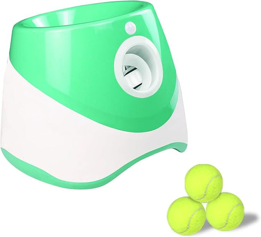 FILFEEL Automatic Dog Thrower Pet Interactive with 3 Soft Balls for Indoor and Outdoor Fun for Small Dogs (Light Green)