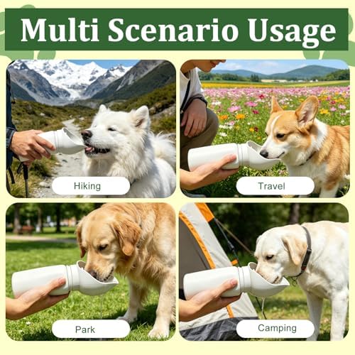 2 in 1 Foldable Dog Water Bottle, Leakproof Portable Pet Dispenser, Grey - Image 6