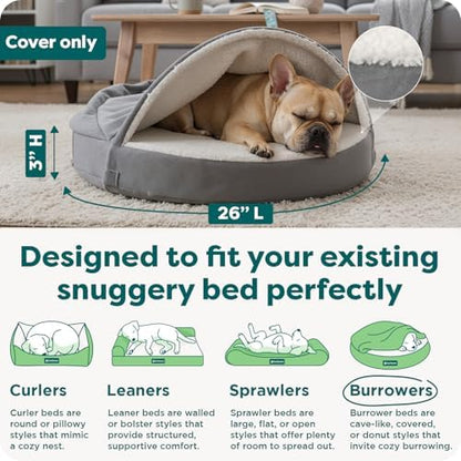 FurHaven Replacement Dog Bed Cover for Memory Foam & Cooling Gel Beds, Machine Washable, Medium (26 inch), Sherpa & Suede Snuggery, Gray - Image 3