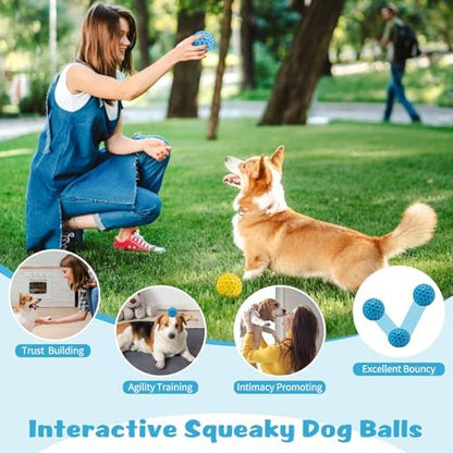 HIPPIH Indestructible Squeaky Dog Toys, Interactive Dog Balls 2 Pack - Image 6