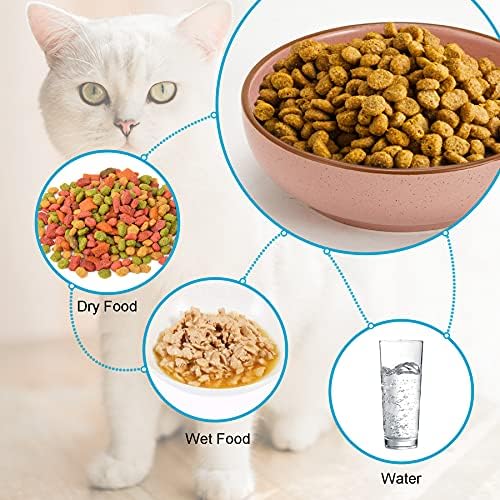 Ceramic Cat Bowls, Howise Pet Bowl Cat Dishes for Food and Water, 5.19 in Cat Food Bowl 3 Pack Pet Dishes for Cats Puppy, Matte Pink Finish - Image 2