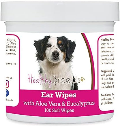 Healthy Breeds Miniature American Shepherd Ear Cleaning Wipes with Aloe & Eucalyptus for Dogs 100 Count by HealthyBreeds