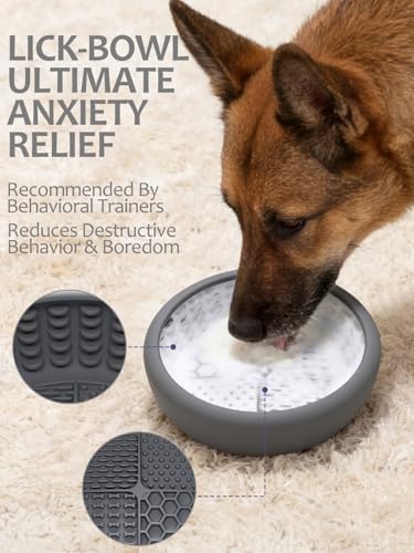 Dog Lick Bowl with Brush and Scraper, Anxiety Relief Lick Mat for Dogs, Non-Slip Freeze Licking Bowl Enrichment Puzzle Feeder for Distraction, BPA Free Silicone, Dishwasher Safe - Image 3
