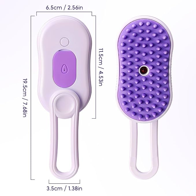 Pet Steam Groomer Comb,2024 Upgraded 3 in 1 Cat Steam Brush Pet Hair Steamy Brushes,Grooming Comb Tool for Pets Hair Removal with Steam for Massage Cleaning Shedding (Pouple, Short)