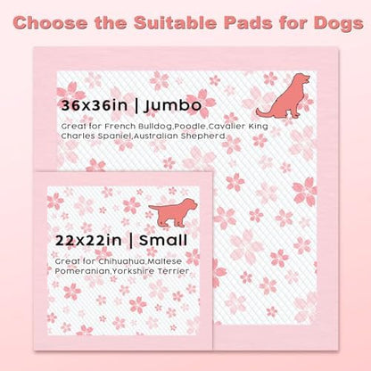 MIZOK Pink Puppy Pads with Adhesive Tabs Disposable Pee Pads 36x36in 30Ct - Image 2