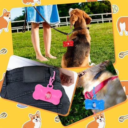 63 Pack Bone Shaped Poop Bag Dispenser, Dog Poop Waste Bag Holder Container with Hook, Leakproof Pet Waste Disposal Bags for Outdoor Pet Supplies 7 Colors - Image 5