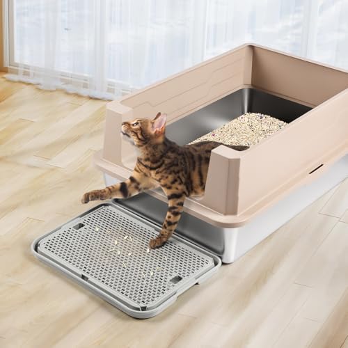 Cat Litter Box Step, Large Cat Litter Ramp with Filter Function, Light Grey - Image 7