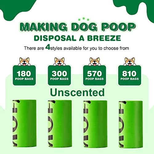 Dog Poop Bag Rolls 570 Count with Dispenser, Biodegradable Unscented Pet Waste Bags, Guaranteed Extra Thick, Leak Proof Doggie Refill Bags for Easy Cleanup, Big Size 9 x 13 Inches - Image 4