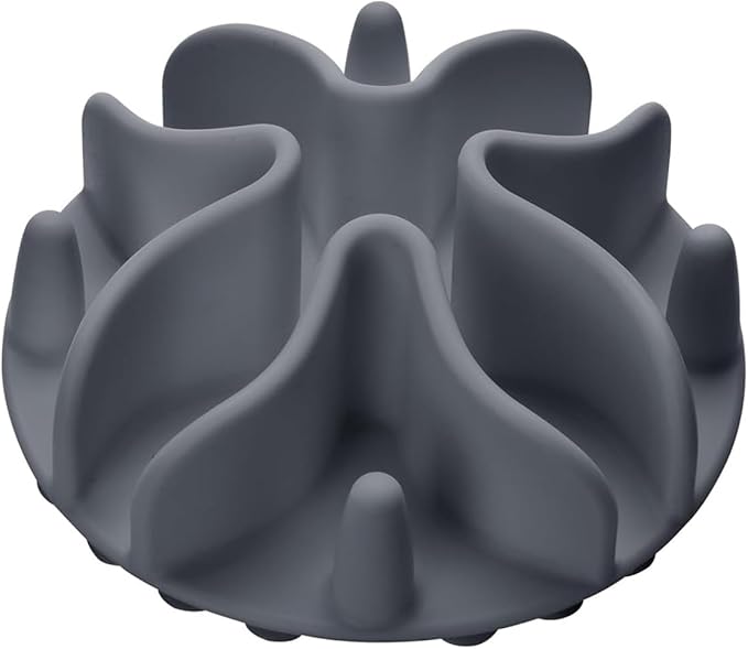 Slow Feeder Dog Bowls Insert, Silicone Slow Feeder Bowl with Strong Suction Cups Perfect for Stainless Steel Glass Ceramic Dog Bowls (Grey, Large Size)