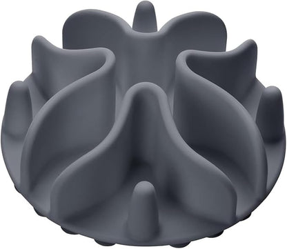 Slow Feeder Dog Bowls Insert, Silicone Slow Feeder Bowl with Strong Suction Cups Perfect for Stainless Steel Glass Ceramic Dog Bowls (Grey, Large Size)