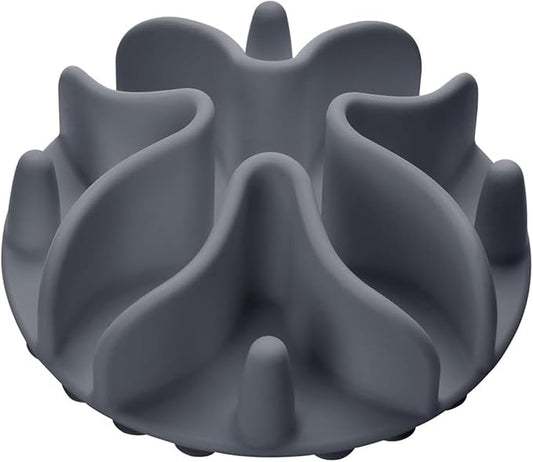 Slow Feeder Dog Bowls Insert, Silicone Slow Feeder Bowl with Strong Suction Cups Perfect for Stainless Steel Glass Ceramic Dog Bowls (Grey, Large Size)