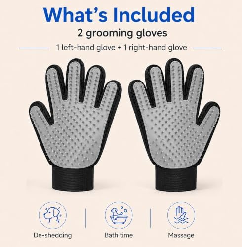 NVNAN Pet Hair Removal Glove for Dogs & Cats, 2-Pack Gray - Image 2