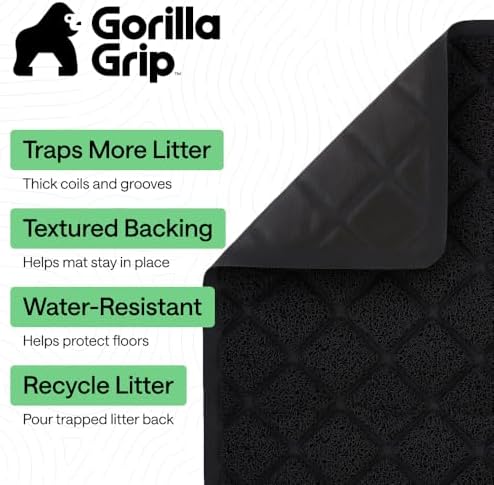 GORILLA GRIP Cat Litter Box Mat, Coiled Mesh Trapping Mats, 35x23 Black - Image 2