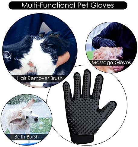 Pet Hair Removal Glove with 255 Silicone Tips for Dogs & Cats, 1 Pair Black - Image 4