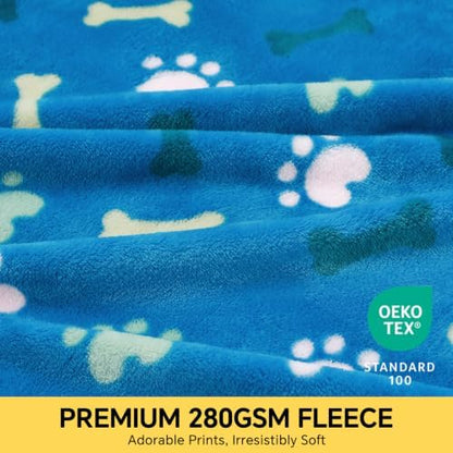 Luciphia 1 Pack 3 Blankets Fluffy Premium Fleece Pet Blanket Flannel Bone Printed Throw for Dog Cat, Soft Throw Cover for Crate Couch, Gifts Puppy Essentials,Blue/Grey/Brown, Small (23x16 inch) - Image 2