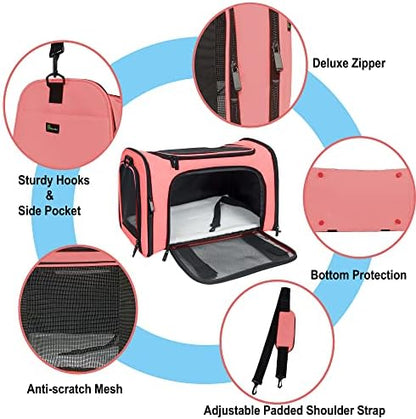 Soft Sided Carrier for Small Medium Cats Dogs,TSA Airline Approved Collapsible Travel Pet Carrier (Medium, Watermelon) - Image 6